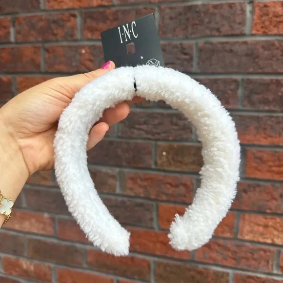 White Puffy Headband - Picture 2 of 7